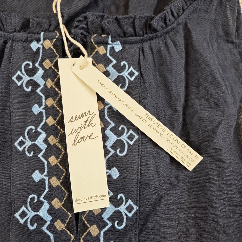 LOVESTITCH Blue Sleeveless Midi Dress Women's Large Embroidered Boho‎ Resortwear - Picture 5 of 8